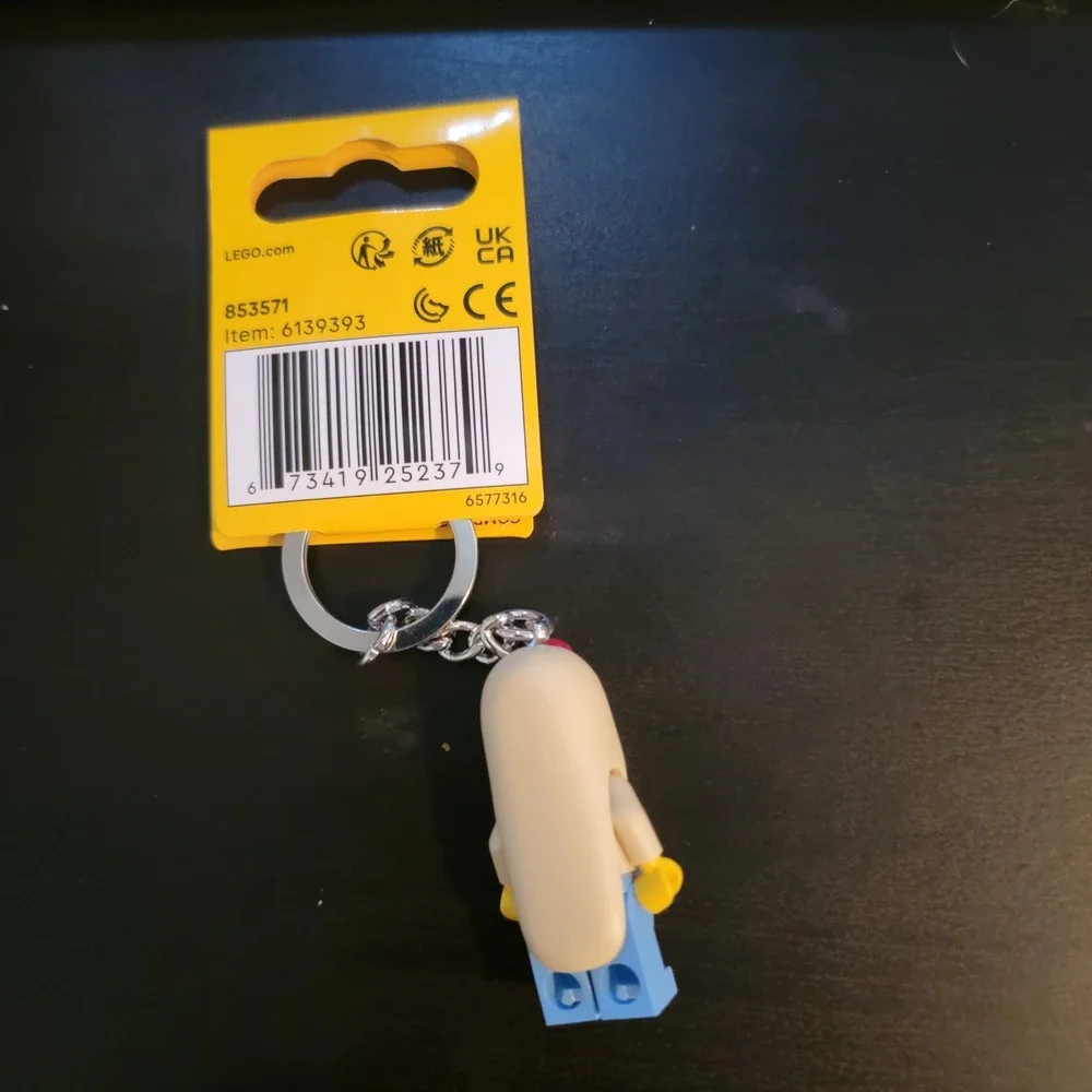LEGO Hot Dog Man Keychain Unisex OS Red Yellow New 853571 Minifigure Accessory